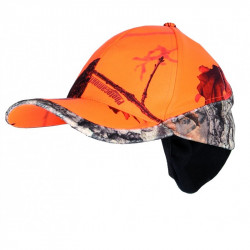 Casquette camouflage orange cache-oreilles